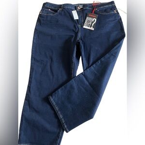 NWT PLUS PETITE AVENUE WANNA BETTA BUTT Dark Wash Straight Leg Denim Jeans 46x27